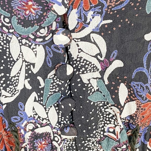 FREE PEOPLE | Floral Print Boho Tunic Tassel Small - Picture 4 of 10